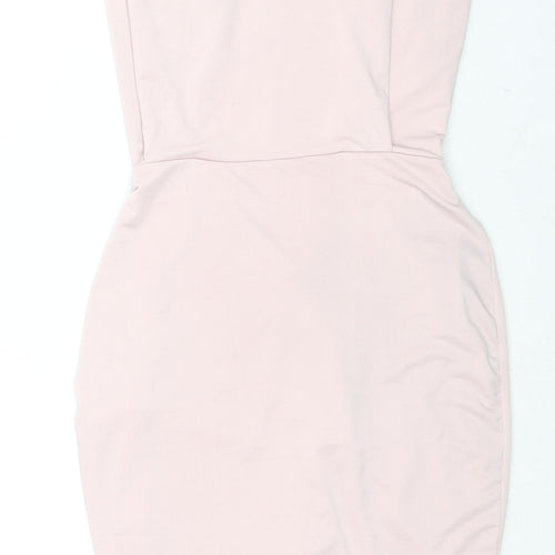 Saint Genies Womens Pink Polyester Bodycon Size 10 Square Neck Tie - Strapless
