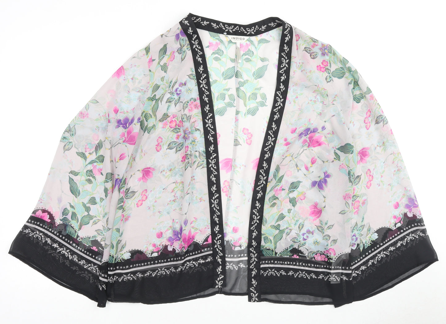 Marks and Spencer Womens Multicoloured Floral Polyester Kimono Blouse Size 16 V-Neck - Beach Cover-Up