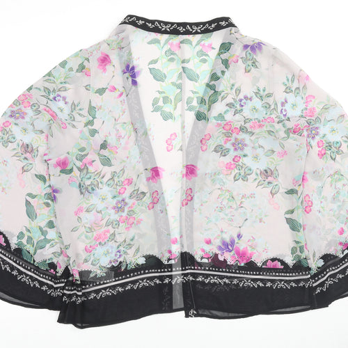 Marks and Spencer Womens Multicoloured Floral Polyester Kimono Blouse Size 16 V-Neck - Beach Cover-Up