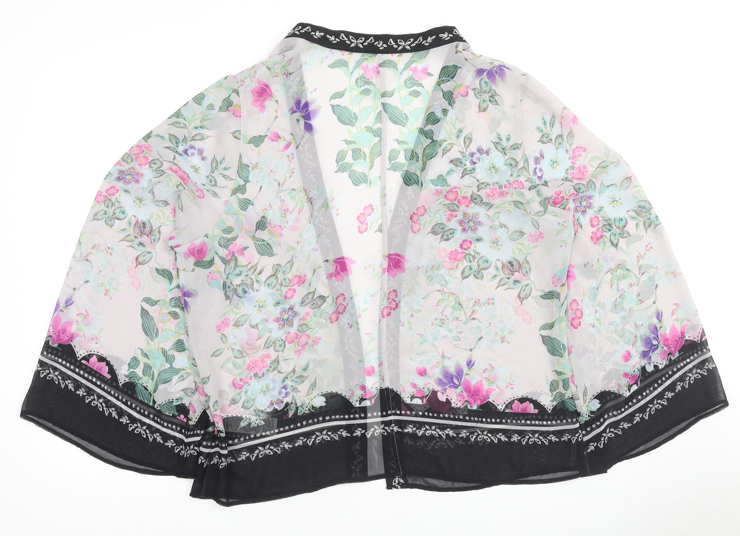 Marks and Spencer Womens Multicoloured Floral Polyester Kimono Blouse Size 16 V-Neck - Beach Cover-Up