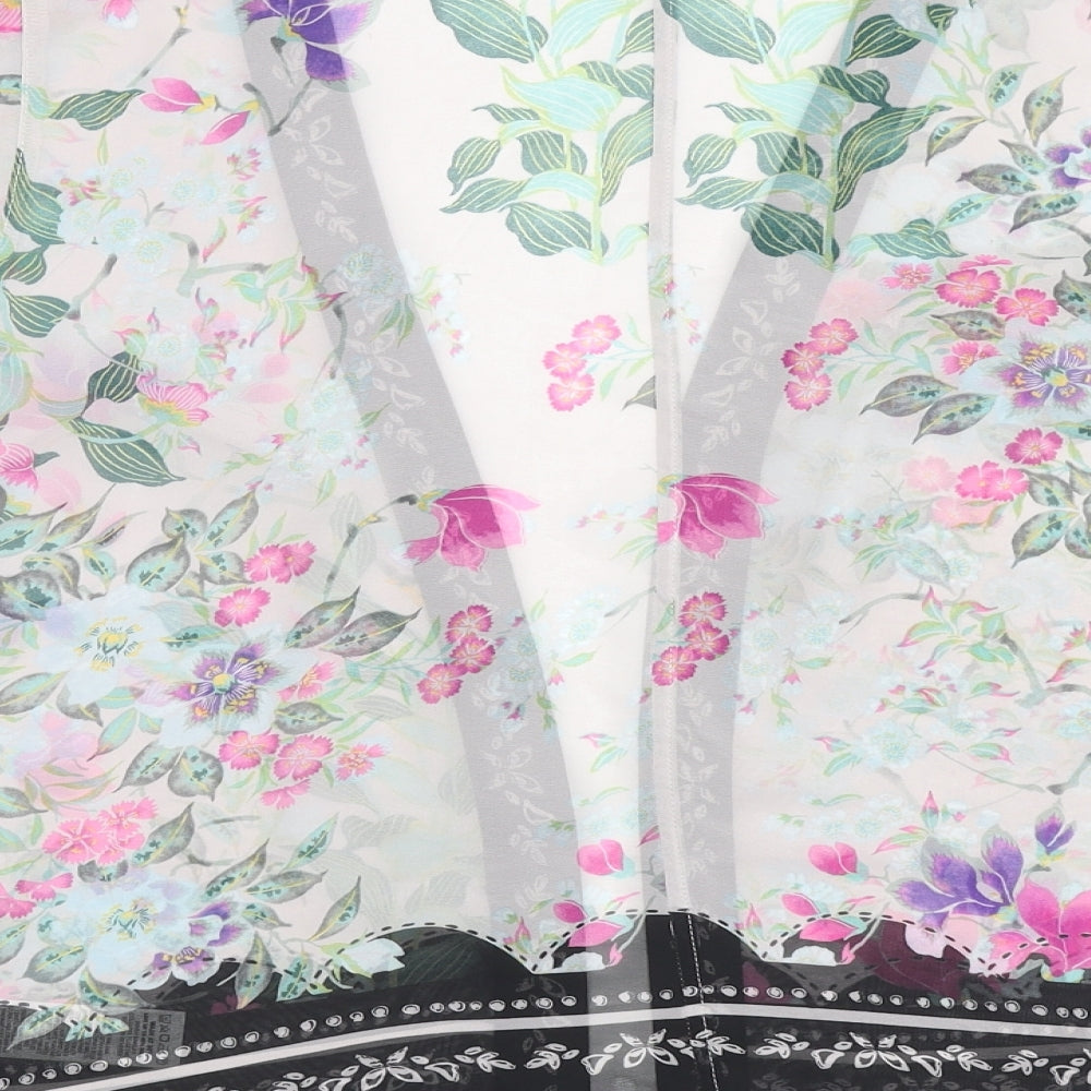 Marks and Spencer Womens Multicoloured Floral Polyester Kimono Blouse Size 16 V-Neck - Beach Cover-Up