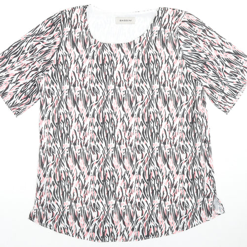 BASSINI Womens Multicoloured Animal Print Polyester Basic T-Shirt Size M Round Neck - Zebra Print