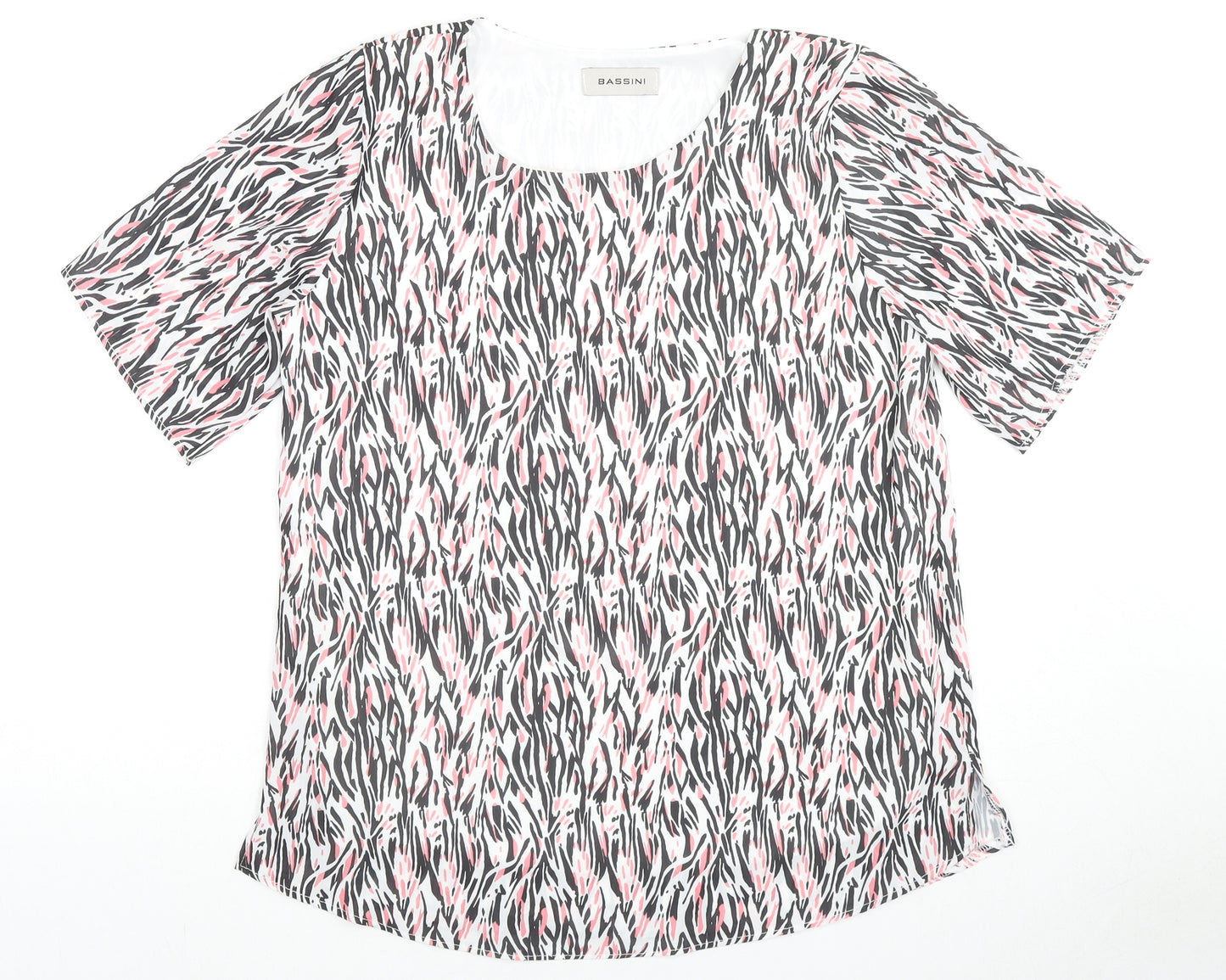 BASSINI Womens Multicoloured Animal Print Polyester Basic T-Shirt Size M Round Neck - Zebra Print