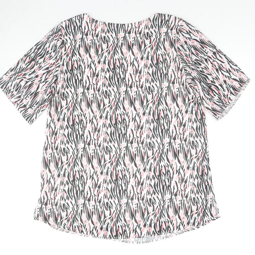 BASSINI Womens Multicoloured Animal Print Polyester Basic T-Shirt Size M Round Neck - Zebra Print