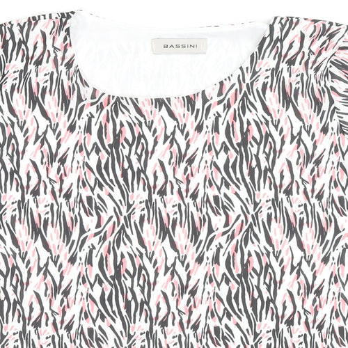 BASSINI Womens Multicoloured Animal Print Polyester Basic T-Shirt Size M Round Neck - Zebra Print