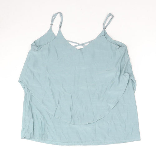 NUMPH Womens Blue Viscose Basic Tank Size 6 Round Neck