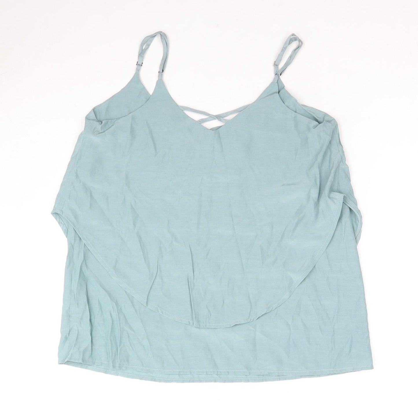 NUMPH Womens Blue Viscose Basic Tank Size 6 Round Neck