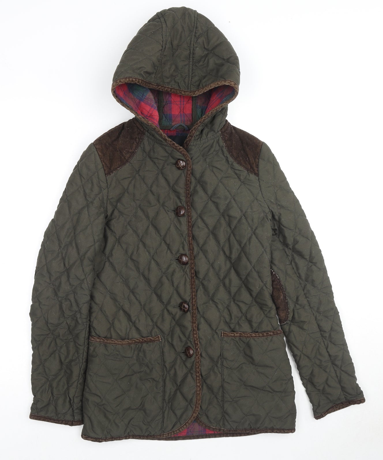 ASOS Womens Green Quilted Coat Size 6 Button