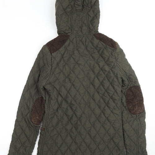 ASOS Womens Green Quilted Coat Size 6 Button