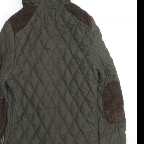 ASOS Womens Green Quilted Coat Size 6 Button