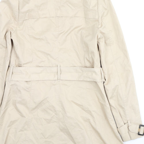A&G Womens Beige Trench Coat Coat Size S Button - Faux Fur Trim