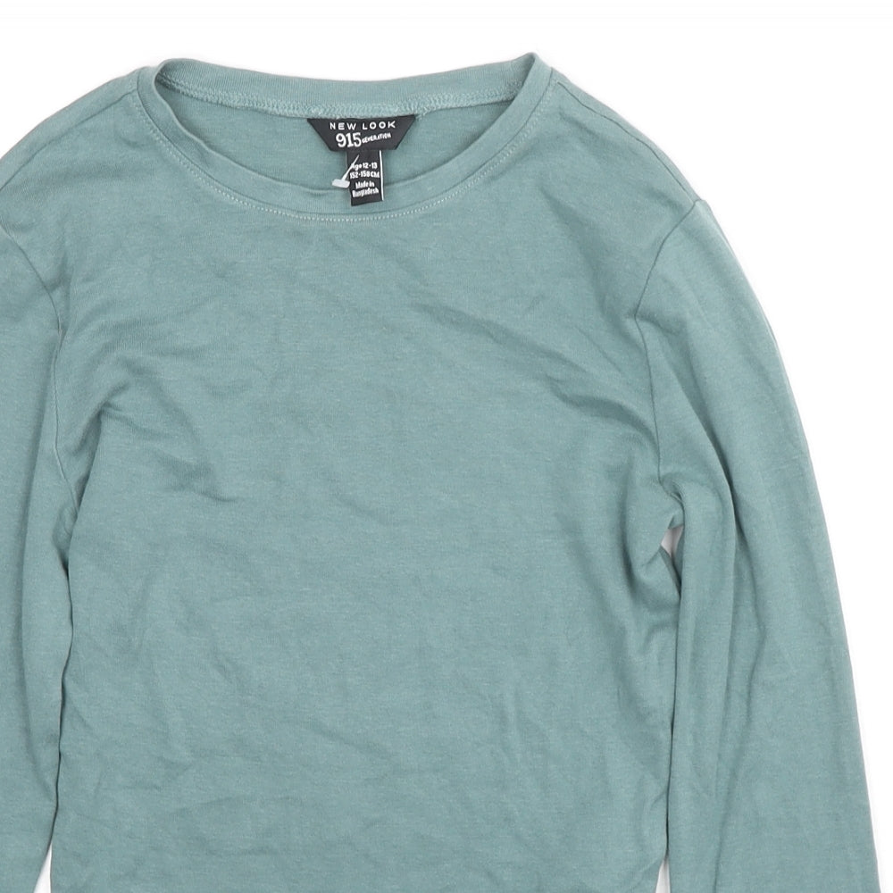 New Look Girls Blue Cotton Basic T-Shirt Size 12-13 Years Round Neck Pullover