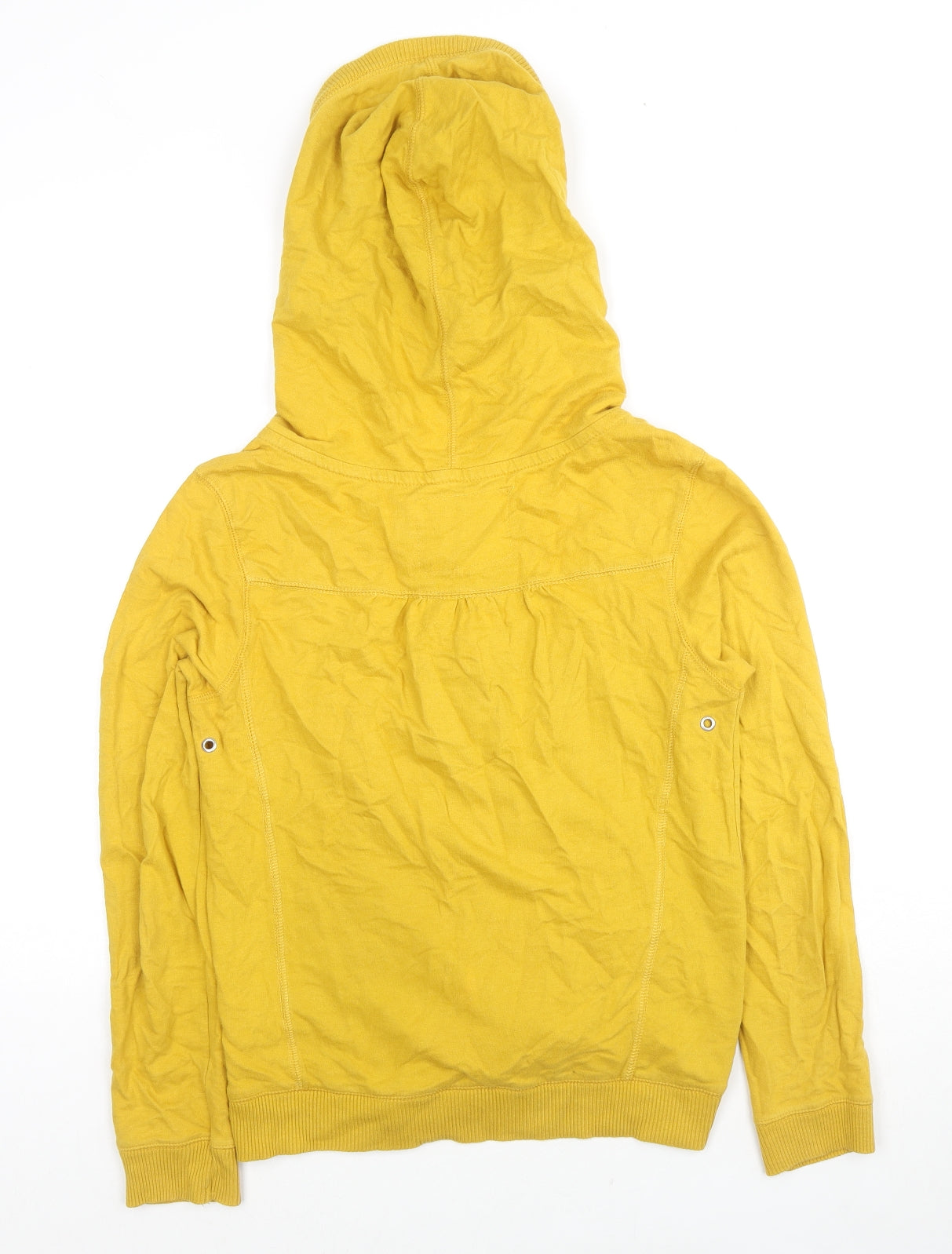 River Island Womens Yellow Cotton Pullover Hoodie Size 10 Button - Button Up