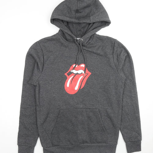 The Rolling Stones Mens Grey Cotton Pullover Hoodie Size S - The Rolling Stones