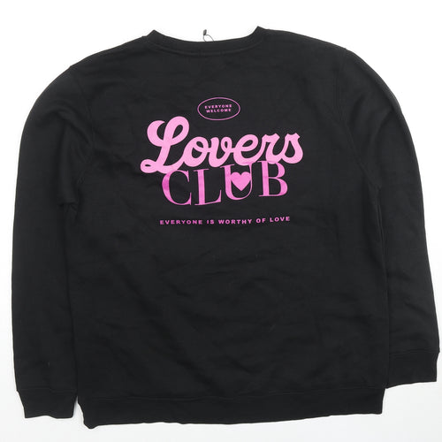 Boohoo Womens Black Cotton Pullover Sweatshirt Size XL Pullover - Lovers Club, Unisex