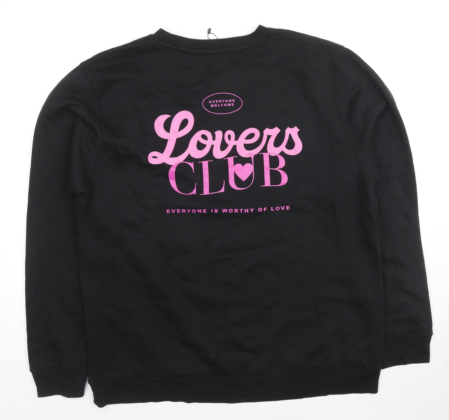 Boohoo Womens Black Cotton Pullover Sweatshirt Size XL Pullover - Lovers Club, Unisex