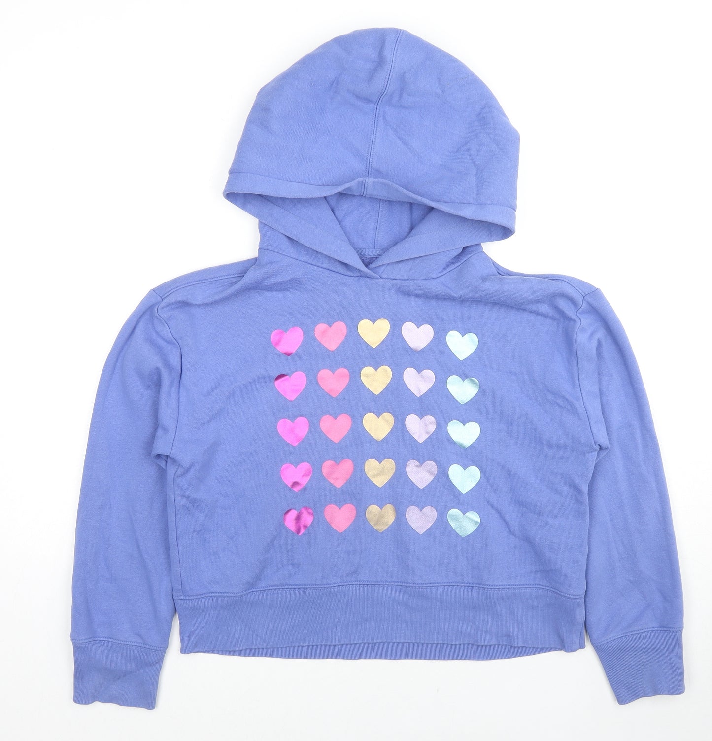 H&M Girls Blue Cotton Pullover Hoodie Size 13 Years Pullover - Hearts
