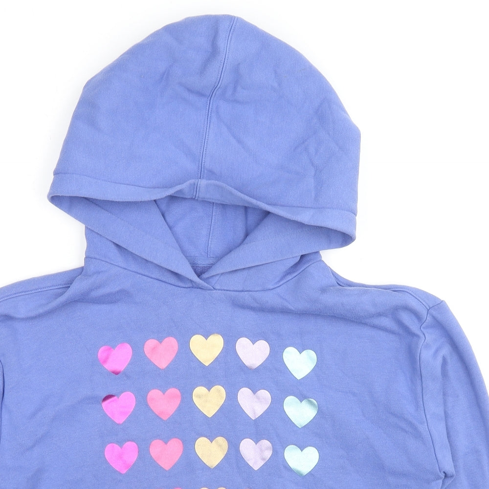 H&M Girls Blue Cotton Pullover Hoodie Size 13 Years Pullover - Hearts