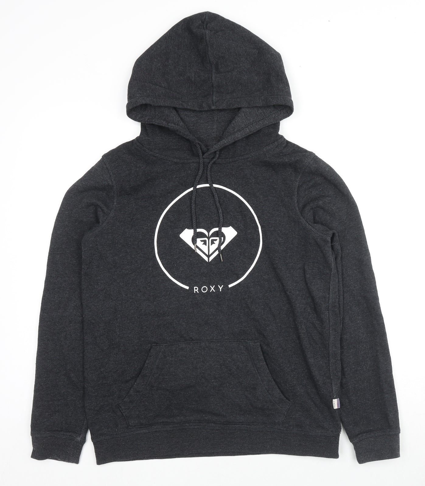 ROXY Womens Grey Cotton Pullover Hoodie Size L Pullover - Logo
