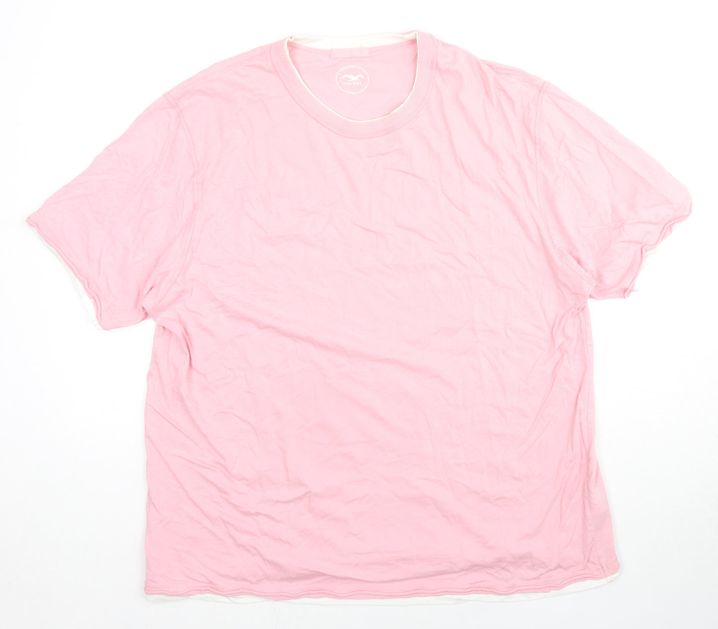 Marks and Spencer Mens Pink Cotton T-Shirt Size XL Round Neck