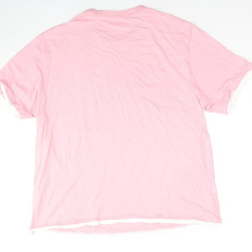 Marks and Spencer Mens Pink Cotton T-Shirt Size XL Round Neck