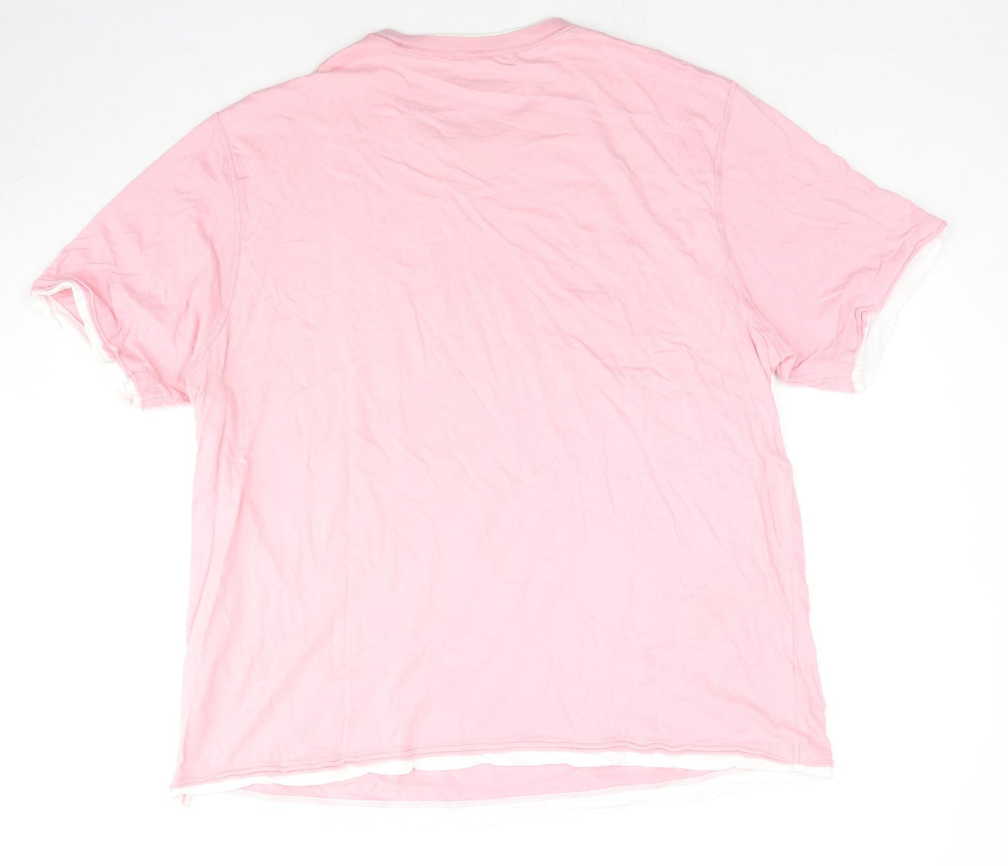 Marks and Spencer Mens Pink Cotton T-Shirt Size XL Round Neck