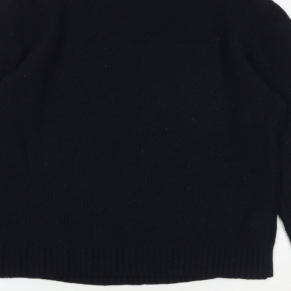 Laura Ashley Womens Black Round Neck Wool Pullover Jumper Size 14