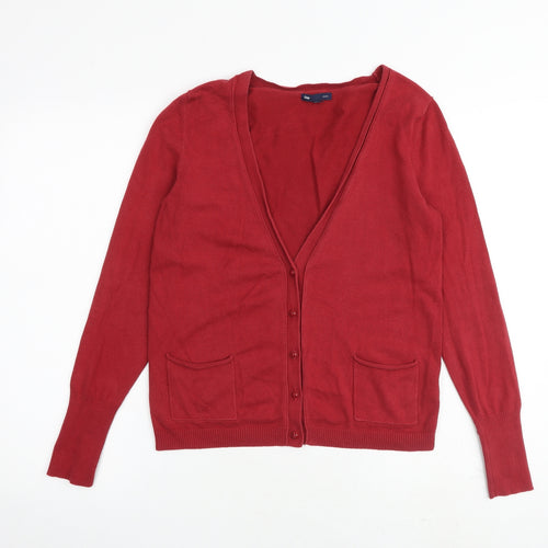 Gap Womens Red V-Neck Polyester Cardigan Jumper Size XS