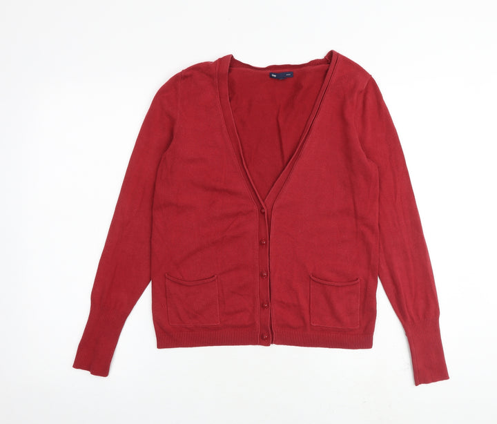 Gap Womens Red V-Neck Polyester Cardigan Jumper Size XS