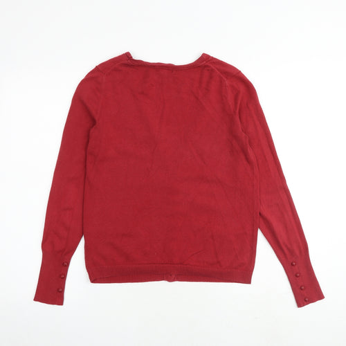Gap Womens Red V-Neck Polyester Cardigan Jumper Size XS
