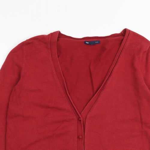Gap Womens Red V-Neck Polyester Cardigan Jumper Size XS