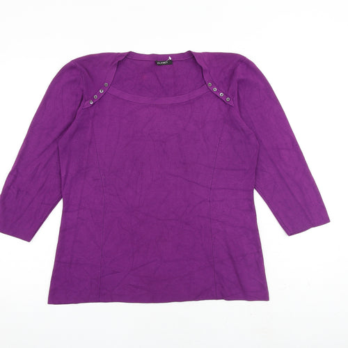 Planet Womens Purple Round Neck Viscose Pullover Jumper Size XL
