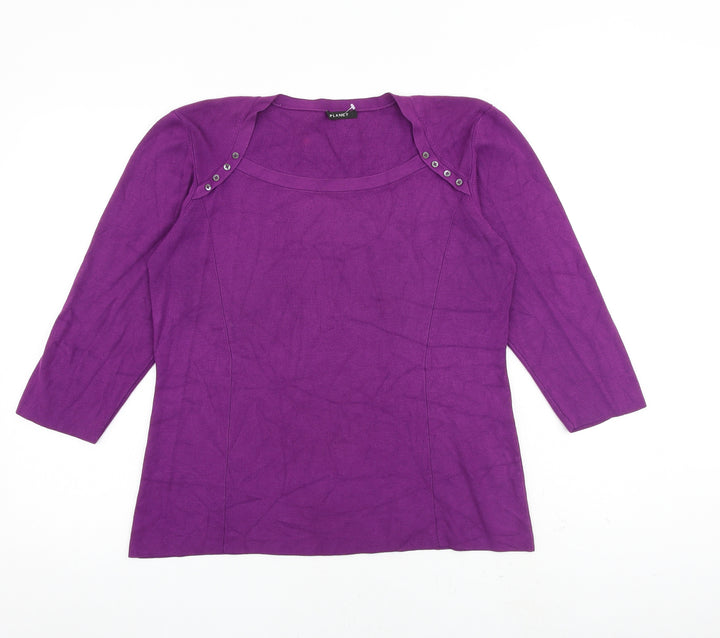 Planet Womens Purple Round Neck Viscose Pullover Jumper Size XL