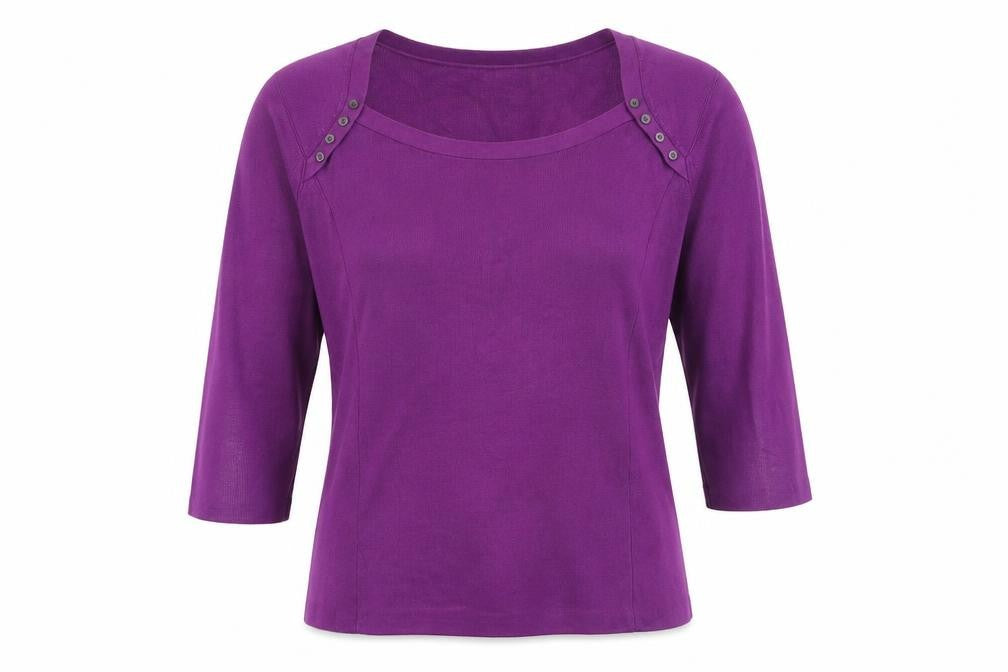 Front view of Planet women’s purple round neck viscose jumper, size XL