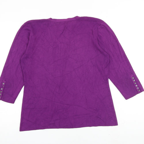 Planet Womens Purple Round Neck Viscose Pullover Jumper Size XL