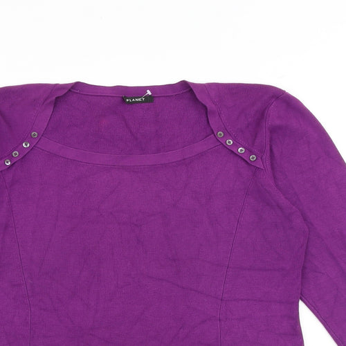 Planet Womens Purple Round Neck Viscose Pullover Jumper Size XL