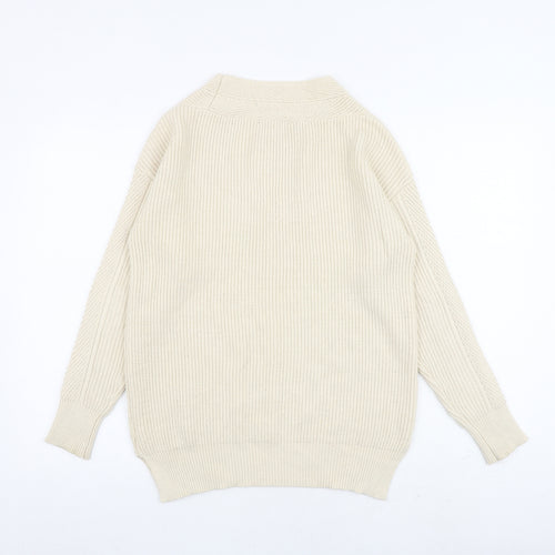 NEXT Womens Beige V-Neck Viscose Pullover Jumper Size XS