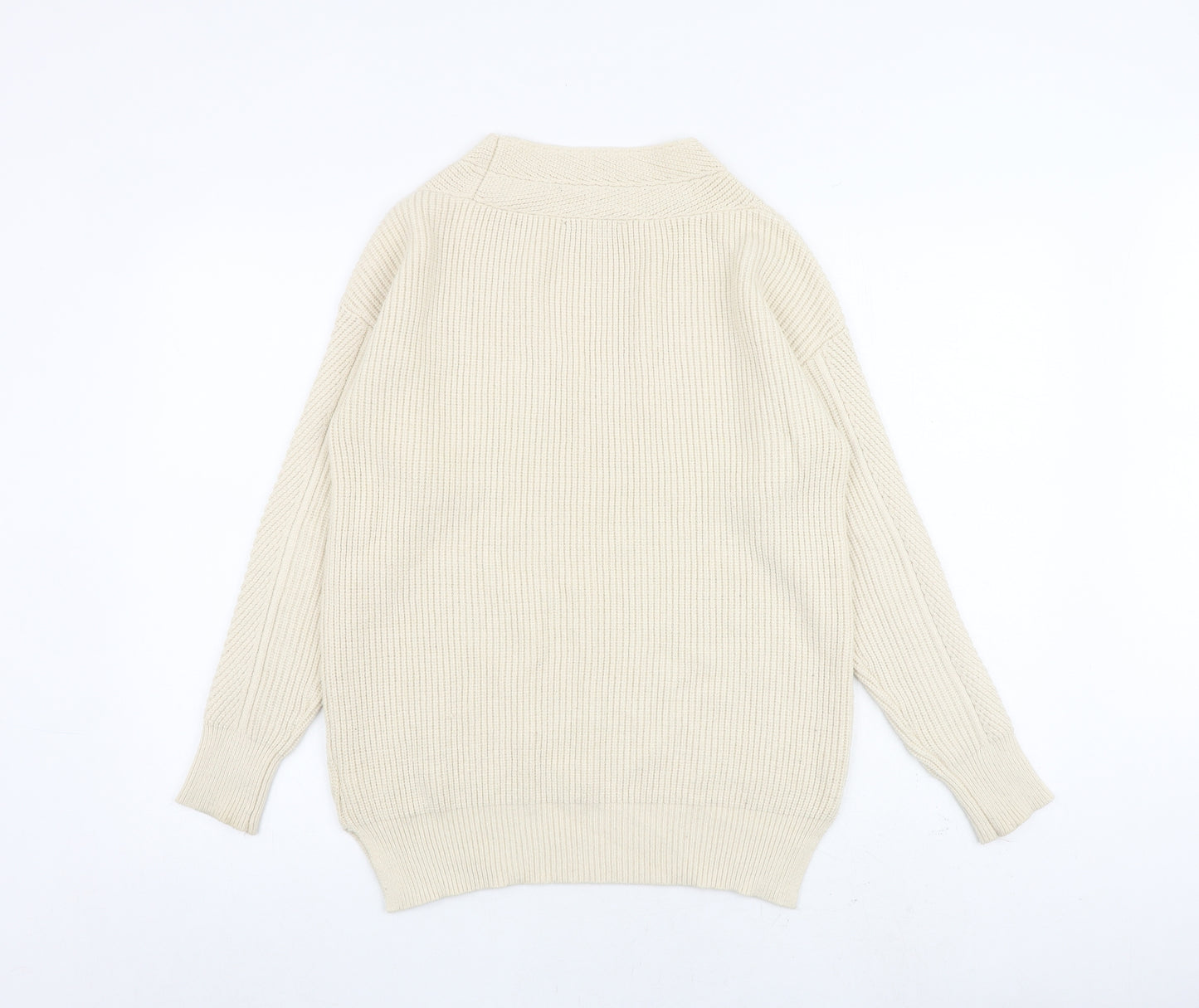NEXT Womens Beige V-Neck Viscose Pullover Jumper Size XS