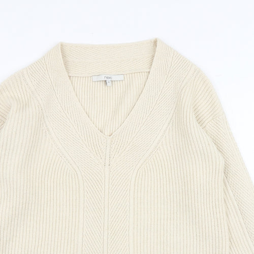 NEXT Womens Beige V-Neck Viscose Pullover Jumper Size XS