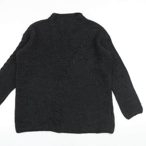 Limited Collection Womens Grey Mock Neck Acrylic Pullover Jumper Size S