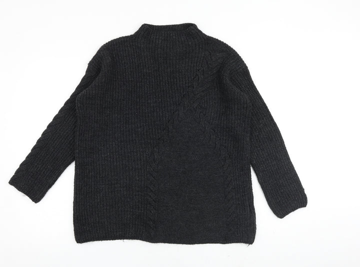 Limited Collection Womens Grey Mock Neck Acrylic Pullover Jumper Size S