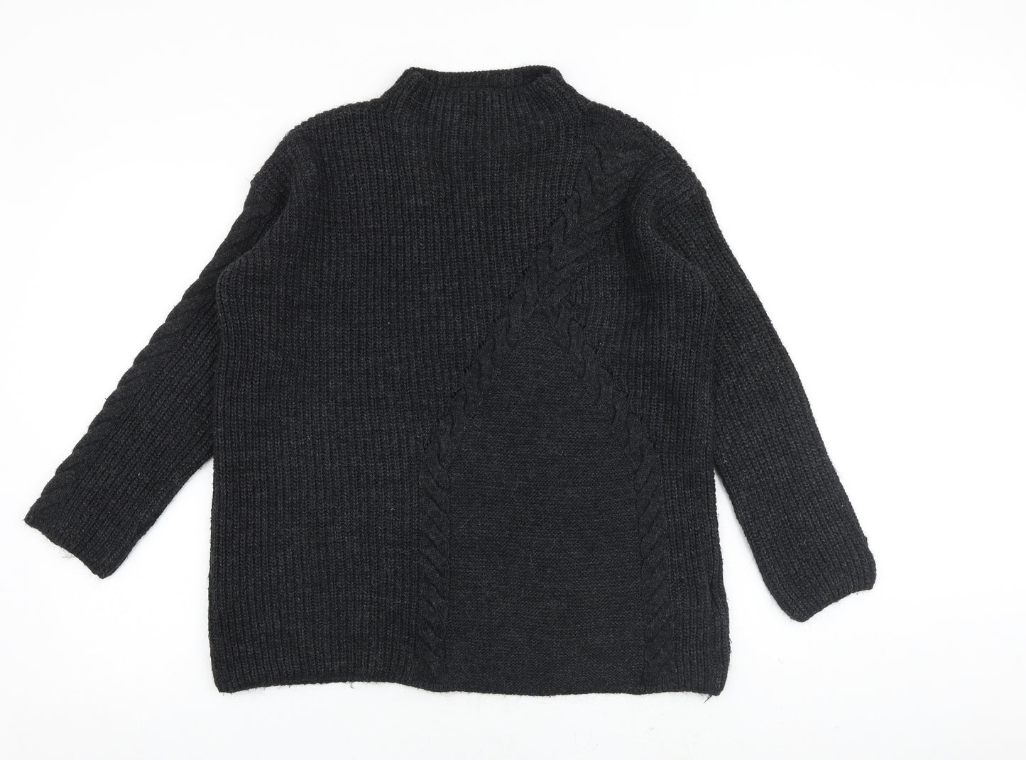 Limited Collection Womens Grey Mock Neck Acrylic Pullover Jumper Size S