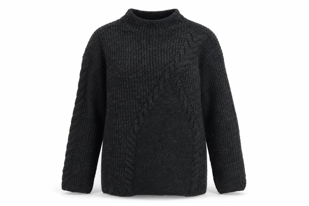 Front view of Limited Collection women’s grey mock neck acrylic jumper, size S