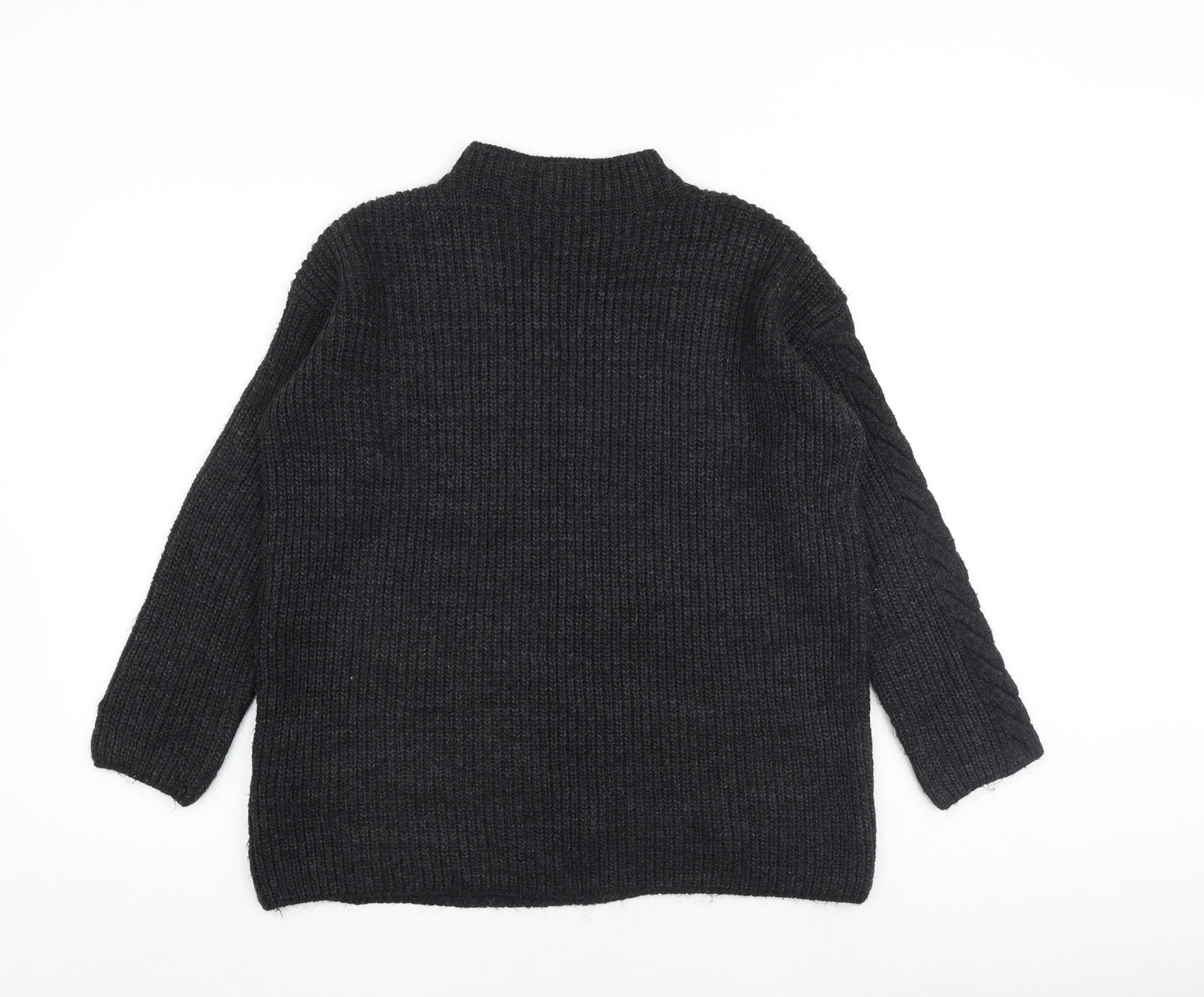 Limited Collection Womens Grey Mock Neck Acrylic Pullover Jumper Size S