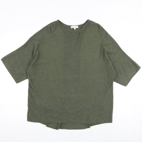 Warehouse Womens Green Round Neck Viscose Pullover Jumper Size 6