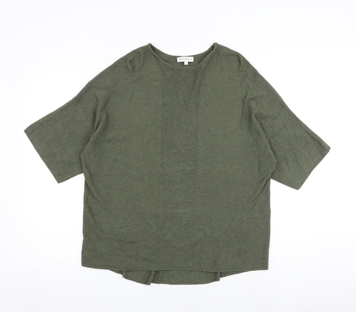 Warehouse Womens Green Round Neck Viscose Pullover Jumper Size 6