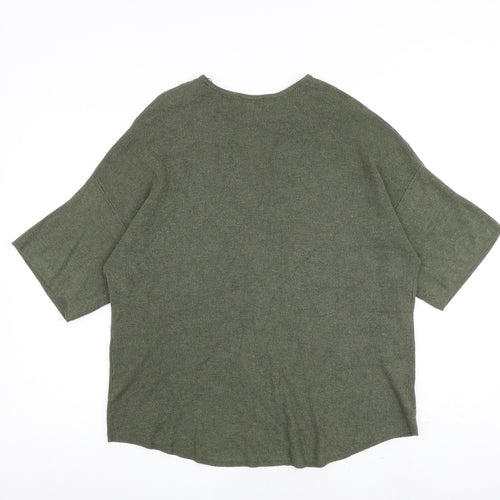 Warehouse Womens Green Round Neck Viscose Pullover Jumper Size 6