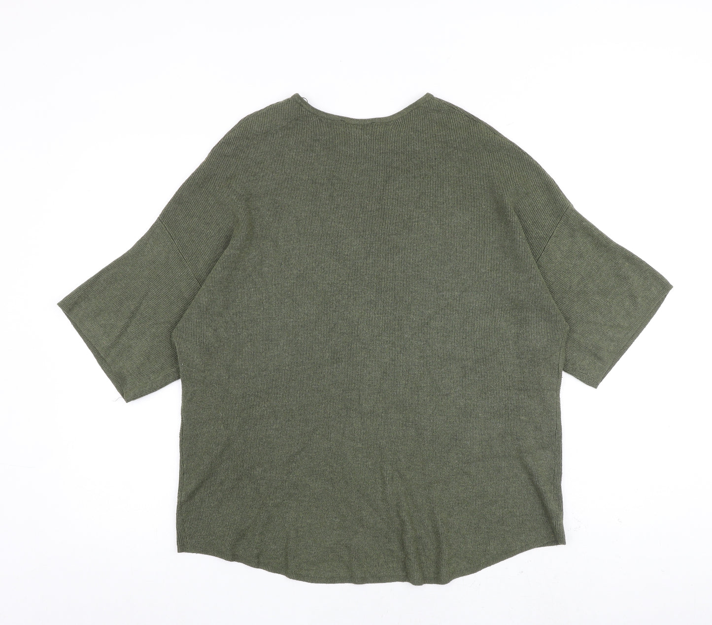 Warehouse Womens Green Round Neck Viscose Pullover Jumper Size 6