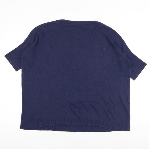 United Colors of Benetton Womens Blue Round Neck Wool Pullover Jumper Size XS