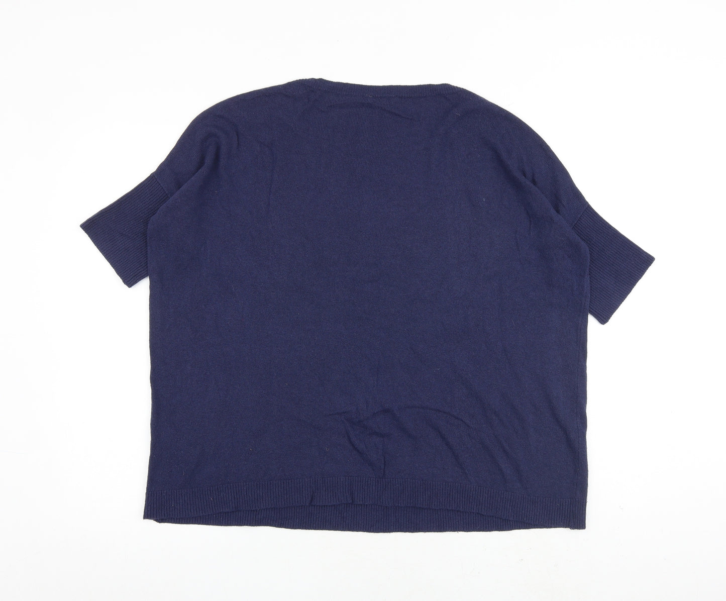 United Colors of Benetton Womens Blue Round Neck Wool Pullover Jumper Size XS